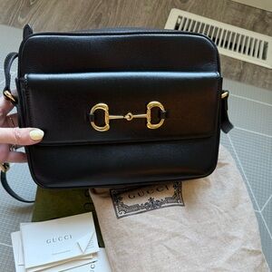 Gucci Horsebit Black Leather Crossbody Bag *Authentic*